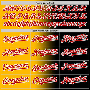 Custom Black Red Gold-White Authentic Gradient Fashion Baseball Jersey