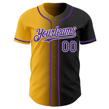 Загрузить изображение в средство просмотра галереи, Custom Black Purple Gold-White Authentic Gradient Fashion Baseball Jersey
