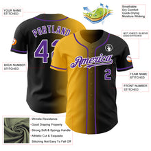 Загрузить изображение в средство просмотра галереи, Custom Black Purple Gold-White Authentic Gradient Fashion Baseball Jersey
