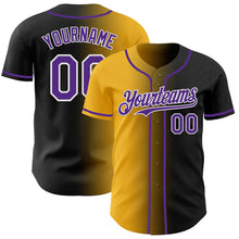 Загрузить изображение в средство просмотра галереи, Custom Black Purple Gold-White Authentic Gradient Fashion Baseball Jersey

