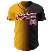Load image into Gallery viewer, Custom Black Crimson Gold-White Authentic Gradient Fashion Baseball Jersey
