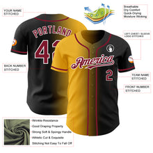 Load image into Gallery viewer, Custom Black Crimson Gold-White Authentic Gradient Fashion Baseball Jersey
