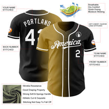 Load image into Gallery viewer, Custom Black White-Old Gold Authentic Gradient Fashion Baseball Jersey
