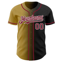 Load image into Gallery viewer, Custom Black Crimson Old Gold-White Authentic Gradient Fashion Baseball Jersey
