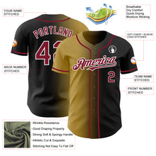 Load image into Gallery viewer, Custom Black Crimson Old Gold-White Authentic Gradient Fashion Baseball Jersey
