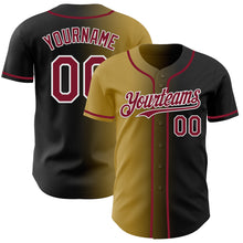 Load image into Gallery viewer, Custom Black Crimson Old Gold-White Authentic Gradient Fashion Baseball Jersey
