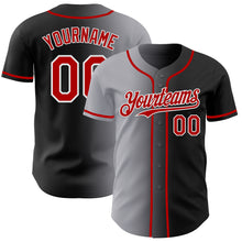 Laden Sie das Bild in den Galerie-Viewer, Custom Black Red Gray-White Authentic Gradient Fashion Baseball Jersey

