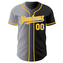 Laden Sie das Bild in den Galerie-Viewer, Custom Black Gold Gray-White Authentic Gradient Fashion Baseball Jersey
