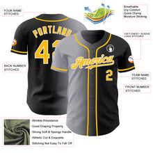 Laden Sie das Bild in den Galerie-Viewer, Custom Black Gold Gray-White Authentic Gradient Fashion Baseball Jersey
