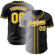 Laden Sie das Bild in den Galerie-Viewer, Custom Black Gold Gray-White Authentic Gradient Fashion Baseball Jersey
