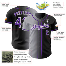 Laden Sie das Bild in den Galerie-Viewer, Custom Black Purple Gray-White Authentic Gradient Fashion Baseball Jersey
