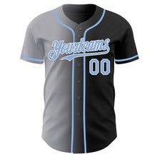 Load image into Gallery viewer, Custom Black Light Blue Gray-White Authentic Gradient Fashion Baseball Jersey
