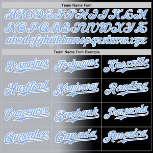 Custom Black Light Blue Gray-White Authentic Gradient Fashion Baseball Jersey