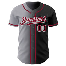 Load image into Gallery viewer, Custom Black Crimson Gray-White Authentic Gradient Fashion Baseball Jersey
