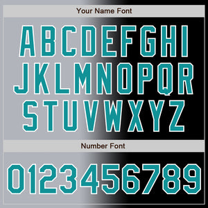 Custom Black Teal Gray-White Authentic Gradient Fashion Baseball Jersey