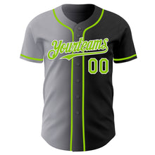 Load image into Gallery viewer, Custom Black Neon Green Gray-White Authentic Gradient Fashion Baseball Jersey
