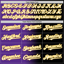 Load image into Gallery viewer, Custom Black White Purple-Gold Authentic Gradient Fashion Baseball Jersey
