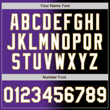 Load image into Gallery viewer, Custom Black White Purple-Old Gold Authentic Gradient Fashion Baseball Jersey
