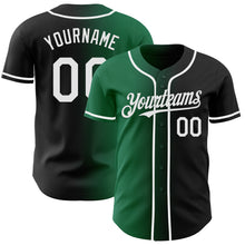 Load image into Gallery viewer, Custom Black White-Kelly Green Authentic Gradient Fashion Baseball Jersey
