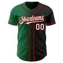 Load image into Gallery viewer, Custom Black White Kelly Green-Red Authentic Gradient Fashion Baseball Jersey
