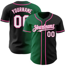 Load image into Gallery viewer, Custom Black White Kelly Green-Pink Authentic Gradient Fashion Baseball Jersey
