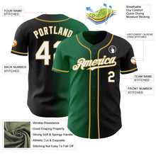 Load image into Gallery viewer, Custom Black White Kelly Green-Old Gold Authentic Gradient Fashion Baseball Jersey
