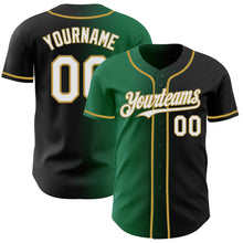 Load image into Gallery viewer, Custom Black White Kelly Green-Old Gold Authentic Gradient Fashion Baseball Jersey
