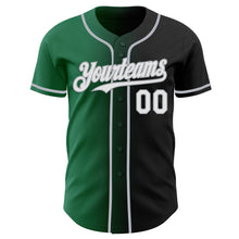 Load image into Gallery viewer, Custom Black White Kelly Green-Gray Authentic Gradient Fashion Baseball Jersey
