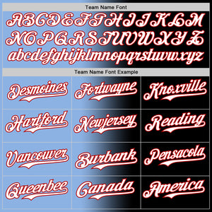 Custom Black White Light Blue-Red Authentic Gradient Fashion Baseball Jersey