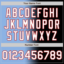 Load image into Gallery viewer, Custom Black White Light Blue-Red Authentic Gradient Fashion Baseball Jersey
