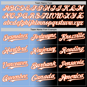 Custom Black White Light Blue-Orange Authentic Gradient Fashion Baseball Jersey