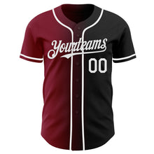 Load image into Gallery viewer, Custom Black White-Crimson Authentic Gradient Fashion Baseball Jersey
