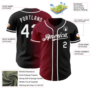 Custom Black White-Crimson Authentic Gradient Fashion Baseball Jersey
