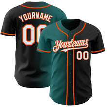 Load image into Gallery viewer, Custom Black White Teal-Orange Authentic Gradient Fashion Baseball Jersey
