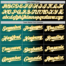 Load image into Gallery viewer, Custom Black White Teal-Gold Authentic Gradient Fashion Baseball Jersey
