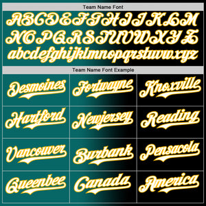 Custom Black White Teal-Gold Authentic Gradient Fashion Baseball Jersey