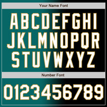 Load image into Gallery viewer, Custom Black White Teal-Old Gold Authentic Gradient Fashion Baseball Jersey
