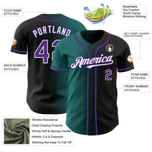 Laden Sie das Bild in den Galerie-Viewer, Custom Black Purple Teal-White Authentic Gradient Fashion Baseball Jersey
