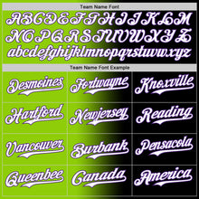 Laden Sie das Bild in den Galerie-Viewer, Custom Black Purple Neon Green-White Authentic Gradient Fashion Baseball Jersey

