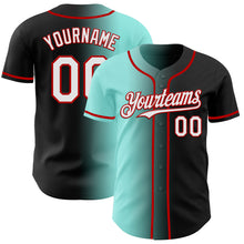 Загрузить изображение в средство просмотра галереи, Custom Black White Ice Blue-Red Authentic Gradient Fashion Baseball Jersey
