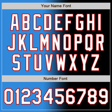 Load image into Gallery viewer, Custom Black White Electric Blue-Red Authentic Gradient Fashion Baseball Jersey
