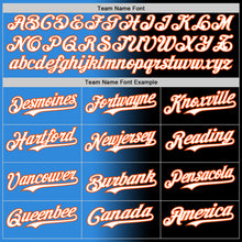 Load image into Gallery viewer, Custom Black White Electric Blue-Orange Authentic Gradient Fashion Baseball Jersey

