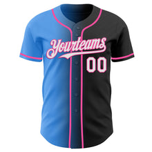 Загрузить изображение в средство просмотра галереи, Custom Black White Electric Blue-Pink Authentic Gradient Fashion Baseball Jersey
