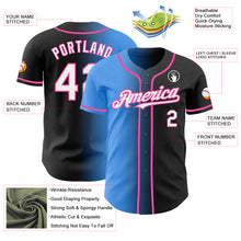 Загрузить изображение в средство просмотра галереи, Custom Black White Electric Blue-Pink Authentic Gradient Fashion Baseball Jersey
