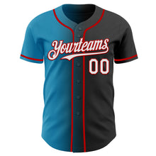 Загрузить изображение в средство просмотра галереи, Custom Black White Panther Blue-Red Authentic Gradient Fashion Baseball Jersey
