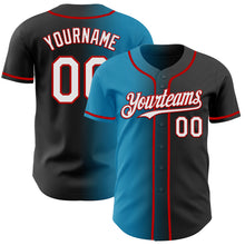 Загрузить изображение в средство просмотра галереи, Custom Black White Panther Blue-Red Authentic Gradient Fashion Baseball Jersey
