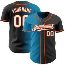 Laden Sie das Bild in den Galerie-Viewer, Custom Black White Panther Blue-Orange Authentic Gradient Fashion Baseball Jersey

