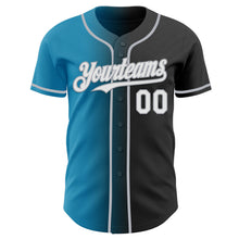 Загрузить изображение в средство просмотра галереи, Custom Black White Panther Blue-Gray Authentic Gradient Fashion Baseball Jersey
