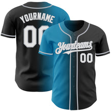 Загрузить изображение в средство просмотра галереи, Custom Black White Panther Blue-Gray Authentic Gradient Fashion Baseball Jersey
