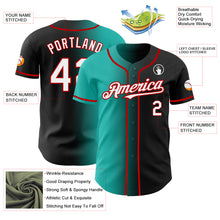 Laden Sie das Bild in den Galerie-Viewer, Custom Black White Aqua-Red Authentic Gradient Fashion Baseball Jersey
